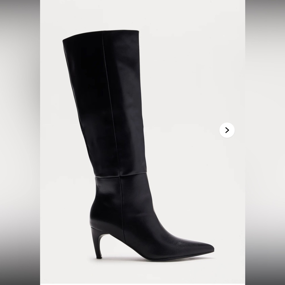 Elegant Black Leather Knee-High Women's Boots